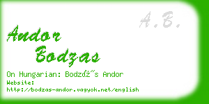 andor bodzas business card